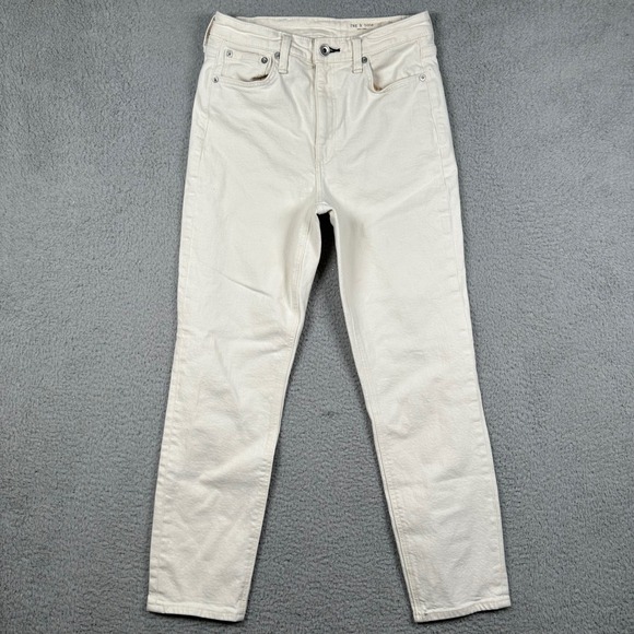 rag & bone Denim - Rag & Bone Nina High-Rise Ankle Cigarette Jeans Off White Cream Size 27 Classic